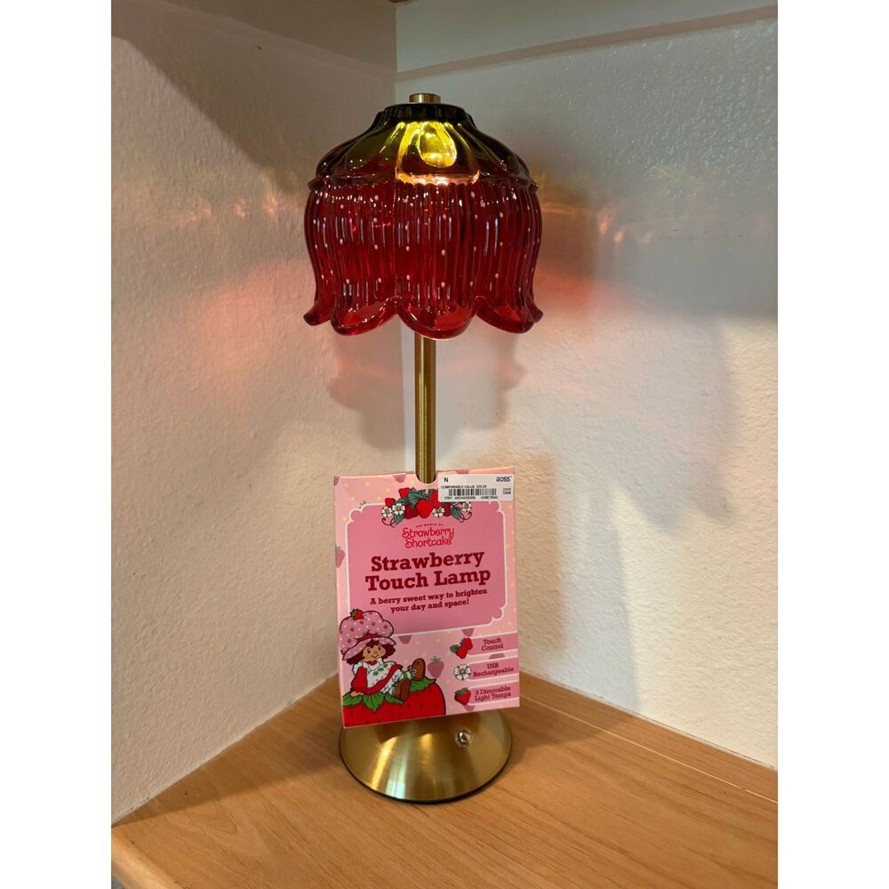 Strawberry Shortcake Glass Touch Table Lamp USB-C Rechargeable NIB